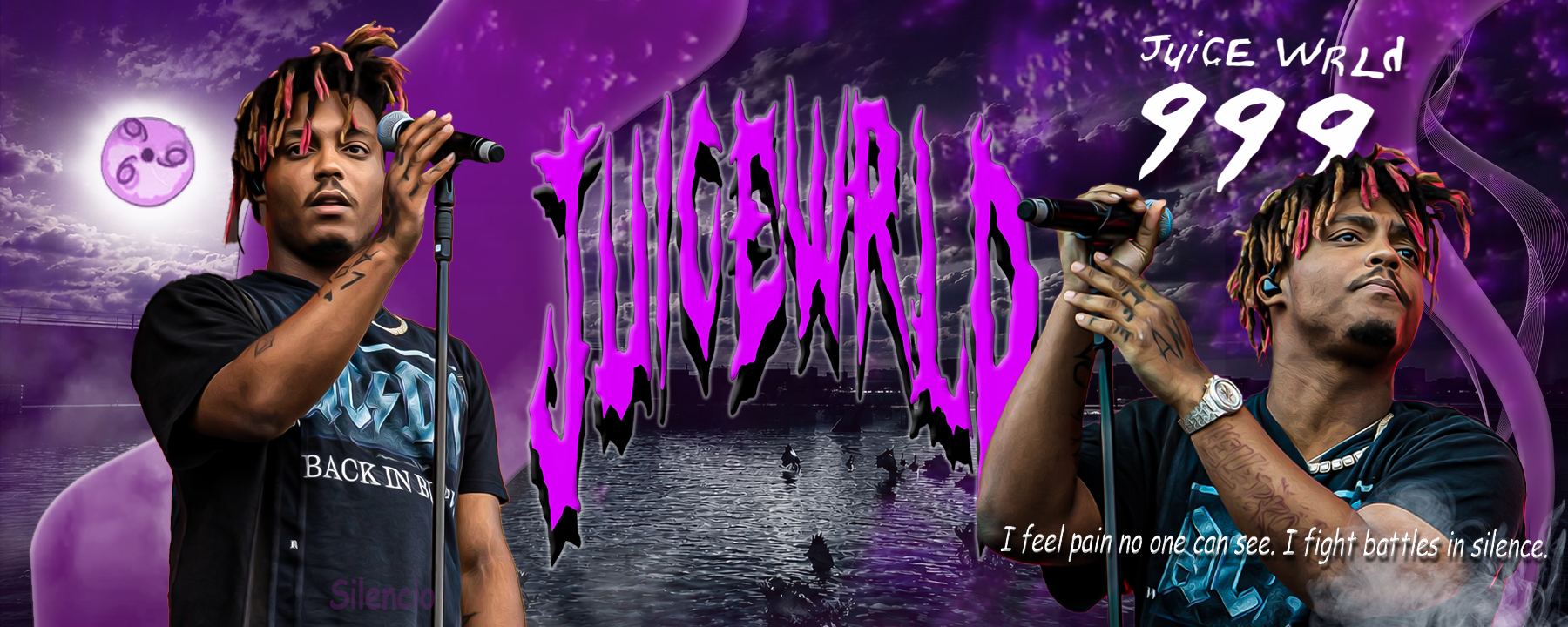 Juice WRLD inspired purple music banner